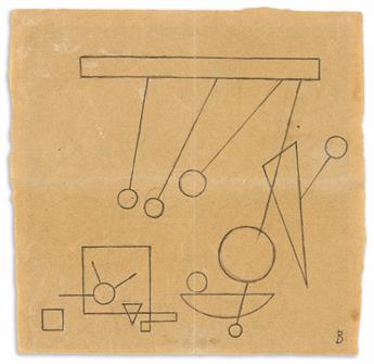 RUDOLF BAUER (1889 - 1953, GERMAN/AMERICAN) Untitled (Double Sided Prison Drawing).